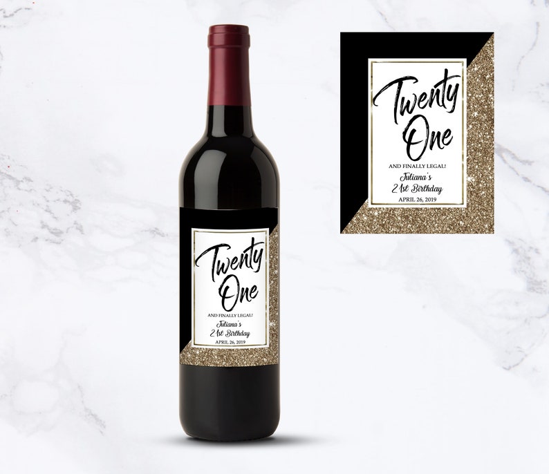 Birthday Wine Label Personalized Birthday Label Twenty One and Legal Birthday Wine Label 21st Birthday Gift Personalized Gift 21st Birthday