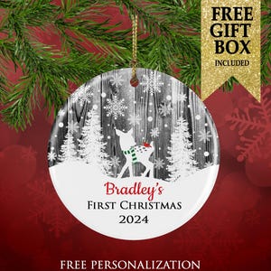 Baby&#39;s First Christmas Ornament, Personalized First Christmas Ornament, Baby Name Ornament, Baby Name Gift, Custom New Baby Gift, Keepsake