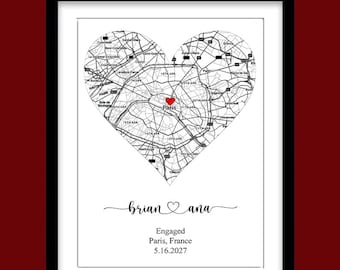 Engagement Gifts for Couple Unique Personalized Printable Engagement Map Where it All Began Map Engagement Gift Personalized Map Future Mrs.