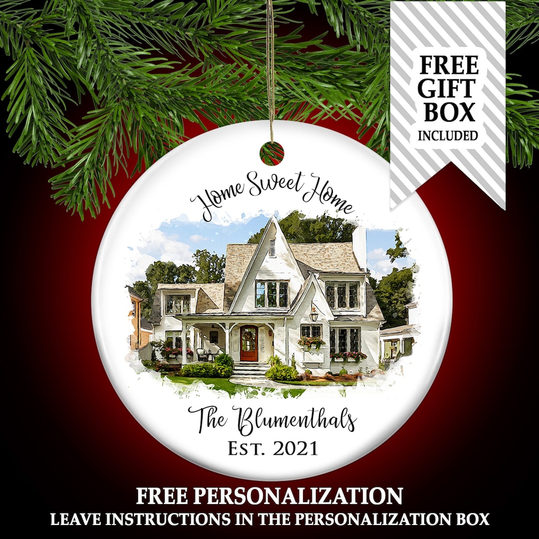 Custom Home Ornament, Custom Watercolor House Christmas Ornament ...