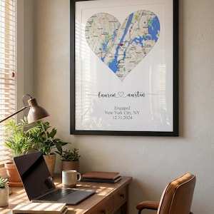 Engagement gift for Couple, Unique Personalized Framed City Print, where it All Began Map, Personalized Map Print image 9
