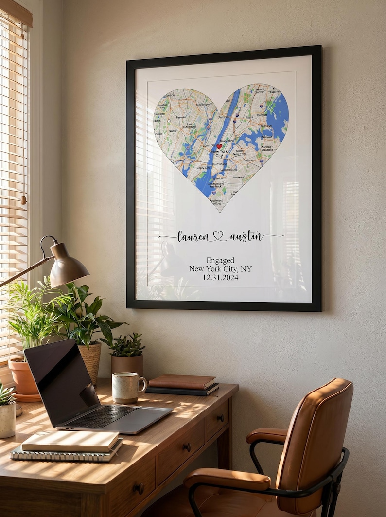 Engagement gift for Couple, Unique Personalized Framed City Print, where it All Began Map, Personalized Map Print image 9
