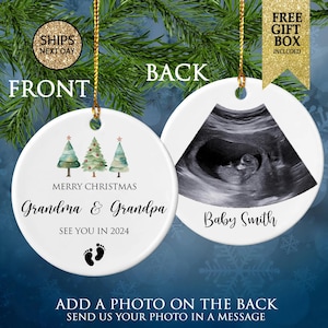 Promoted to Grandparents Ornament, Christmas Ornament, Pregnancy Announcement, Reveal to Grandparents, New Baby Announcement Ornament