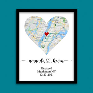 ENGAGEMENT GIFTS for Couple, Unique Personalized Printable Engagement Map, Where it All Began Map, Engagement Gift, Personalized Map Print