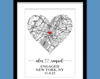 Engagement Gifts for Couple Unique Personalized Printable Engagement Map Where it All Began Map Engagement Gift Personalized Map Future Mrs.