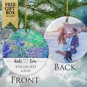 Personalized Engagement Map Photo Ornament, Custom Engagement Gifts for Couples, She Said Yes, Engagement Gifts for Her, Where It All Began