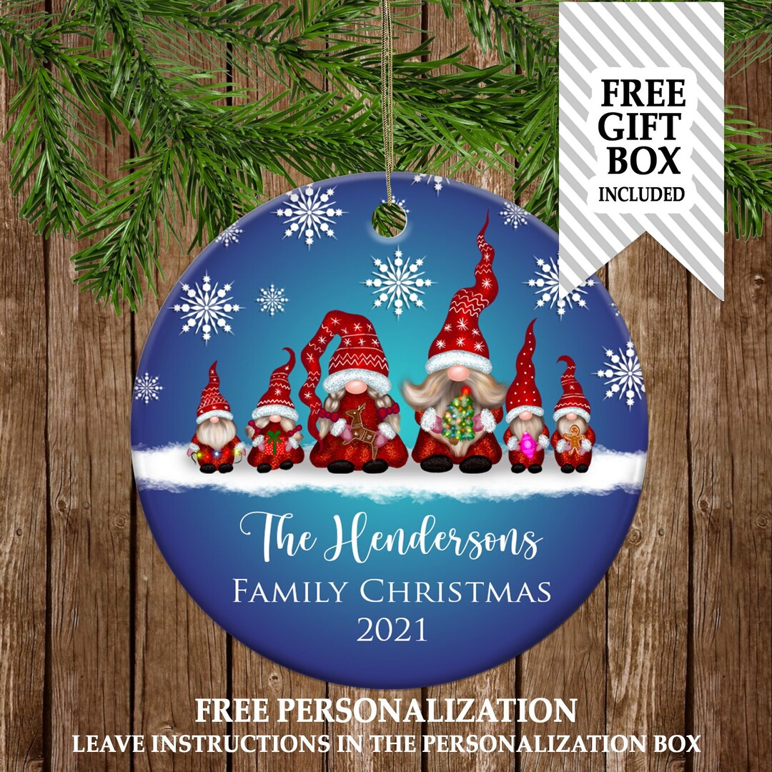 Personalized Family Ornament , Gnomes Family Christmas Ornament ...