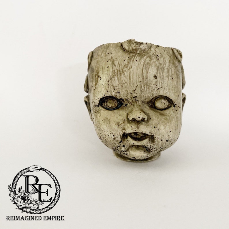 Concrete Doll Head Planter Extra Small Kemi image 2