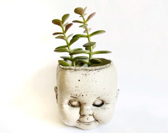 Concrete Doll Head Planter medium “Kayla”