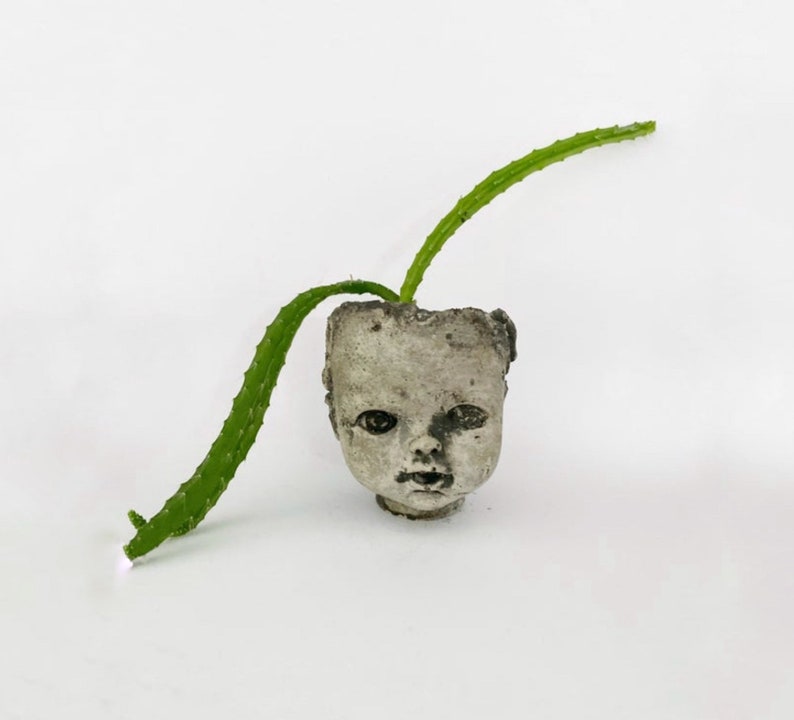 Concrete Doll Head Planter Extra Small Kemi image 1