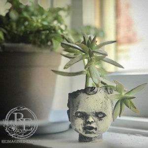 Concrete Doll Head Planter Extra Small Kemi image 3