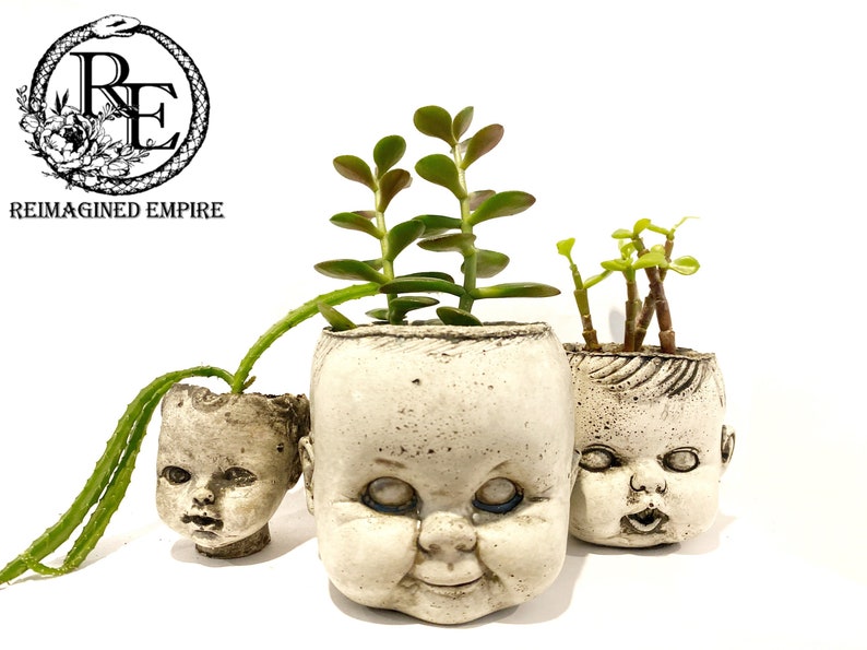 Concrete Doll Head Planter Extra Small Kemi image 8