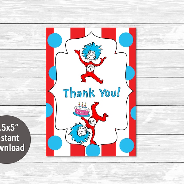 Thing 1 and Thing 2  Thank You Card