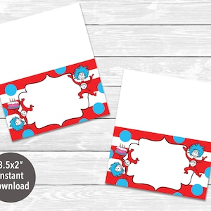 Thing 1 and Thing 2  Blank Food Labels