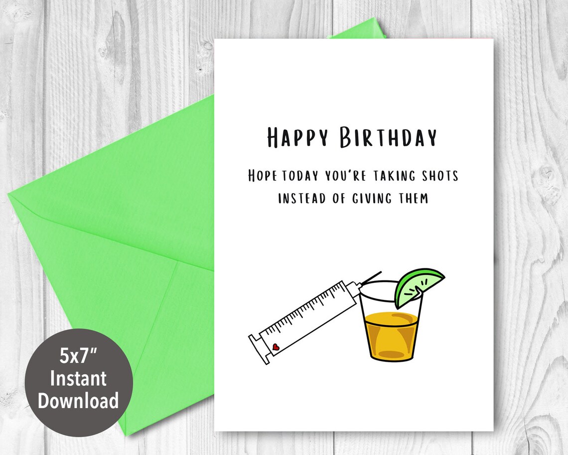 Instant Download- Nurse Birthday Card - Etsy