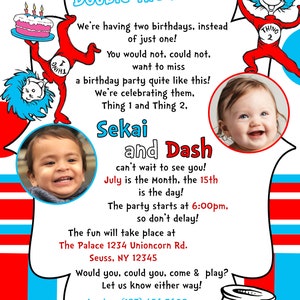 Thing 1 and Thing 2  Digital Birthday Invite