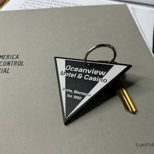 Control Inspired - Metal Oceanview Motel Keychain Replica