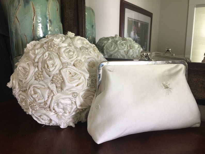 Brides Wedding Day Clutch Bides Purse With Removable Etsy