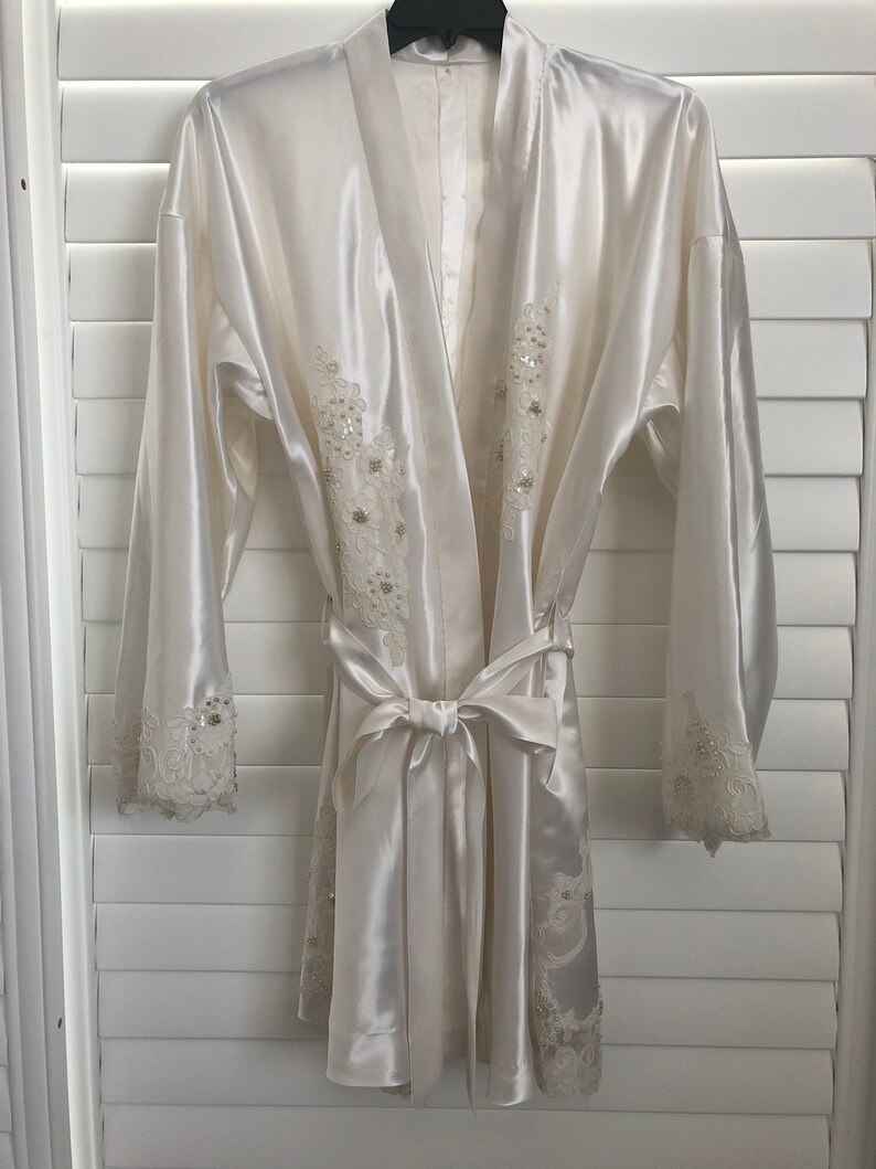 custom designed using your vintage gown Wedding day robe for the bride made using fabric from your momgrandma/'s wedding gown