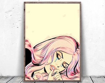 Pop Art Female Portrait, Modern Wall Art, Canvas Pop Art, Portrait Art Print, Modern Wall Decor, Modernist Wall Art, Canvas Art