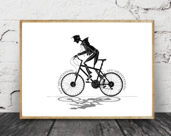 Bicycle Art Print Quotes Bike Art Print from the Original Drawing Zen Wall Art Decor Bicycle Gift Motivational Wall Decor Bicycle Wall Art