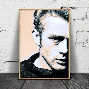 James Dean Art Print, Movie Wall Decor, James Dean Poster, Modern Wall Art, James Dean Portrait, Movie Art Poster, James Dean Canvas
