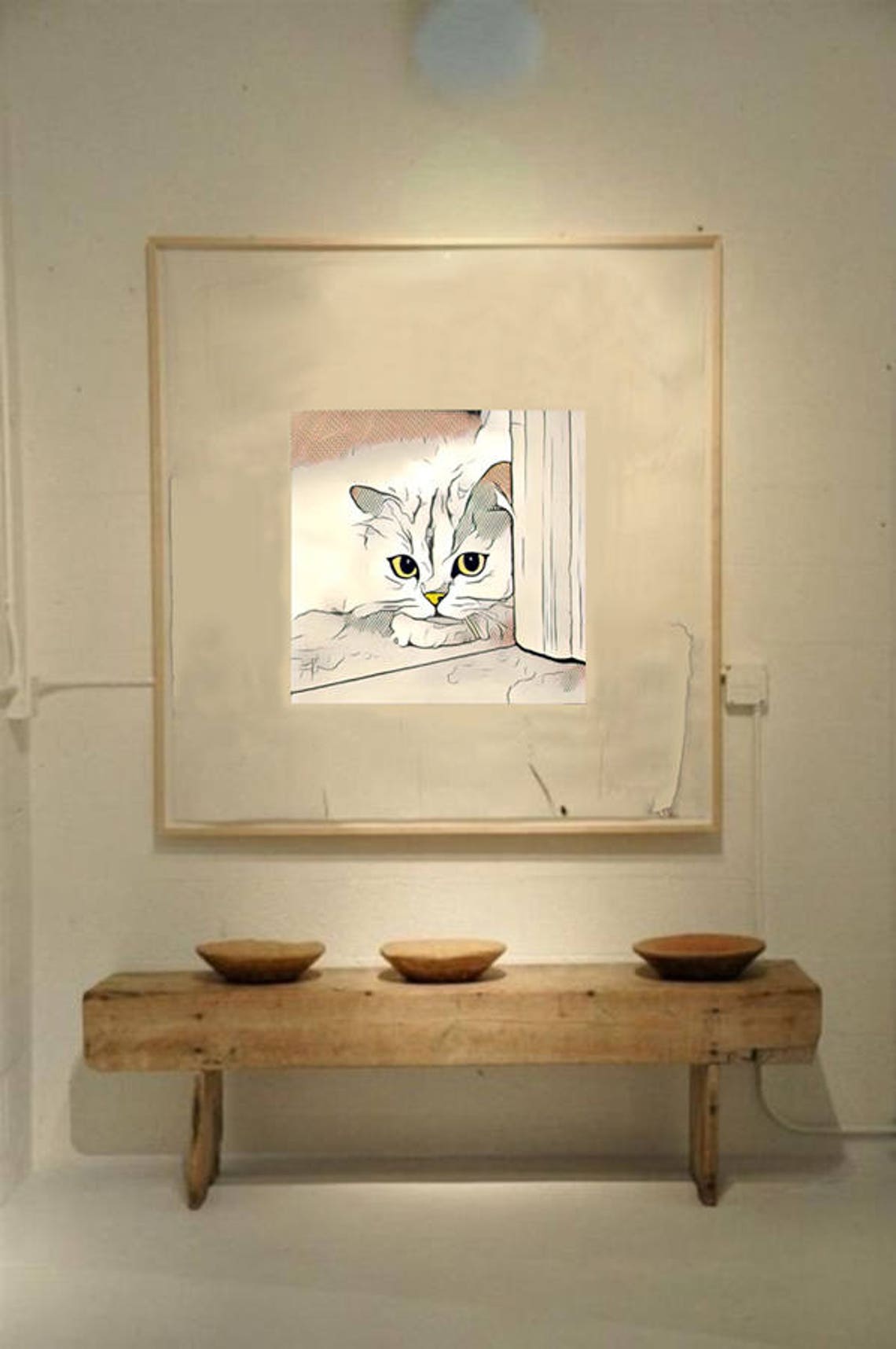 Cat Wall Art Kids Room Art Cat Art Print Mixed Media | Etsy