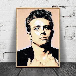 James Dean Portrait, Movie Wall Decor, James Dean Canvas Art, James Dean Poster, Modern Wall Art, James Dean Art Print, Movie Art Poster