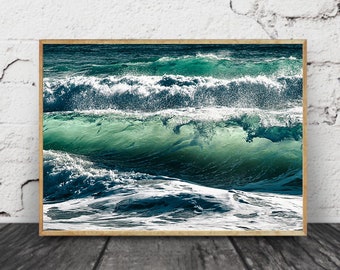 Arte mural de playa, fotografía de arte oceánico, decoración de casas de playa, fotografía para amantes de la naturaleza, arte mural romántico, impresión de playa costera, arte inspirado en la naturaleza.