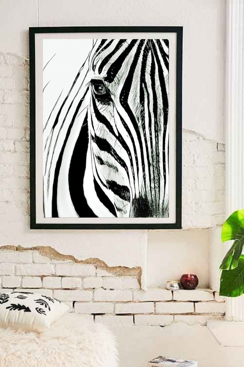 Zebra Wall Art, Modern Wall Art, Minimalist Print, Scandinavian Art