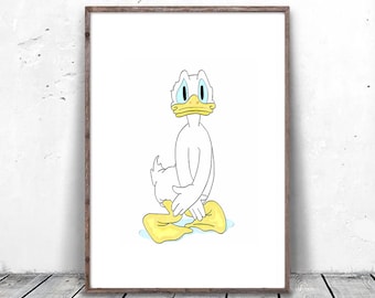 Cartoon Art, Donald Duck Art Print, Cartoon Canvas Art, Donald Duck Canvas Art, Cartoon Art Print, Bathroom Wall Decor, Cartoon Poster