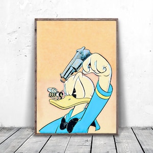 Cartoon Art Print, Donald Duck Poster, Cartoon Canvas Art, Donald Duck Canvas Art, Kids Room Art Print, Playroom Wall Decor, Cartoon Poster