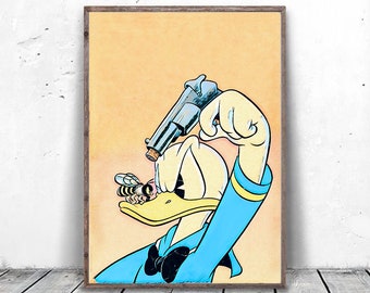 Cartoon Art Print, Donald Duck Poster, Cartoon Canvas Art, Donald Duck Canvas Art, Kids Room Art Print, Playroom Wall Decor, Cartoon Poster