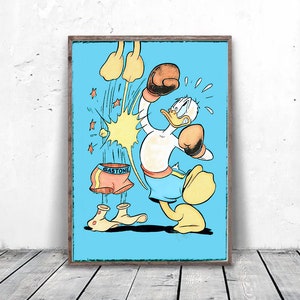 Stampa su tela con cartoni animati, poster di Paperino, stampa artistica di cartoni animati, stampa su tela di Paperino, stampa artistica per la cameretta dei bambini, decorazione da parete per la sala giochi, poster di cartoni animati