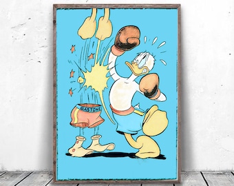 Cartoon Canvas Art, Donald Duck Poster, Cartoon Art Print, Donald Duck Canvas Art, Kids Room Art Print, Playroom Wall Decor, Cartoon Poster
