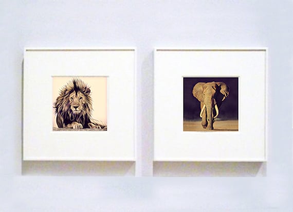 Safari Wall Art, Mini Wall Art, Pint Set of 2, Safari Art, Animal Art, Nursery Art, Nursery Art Ideas, Safari Wall Decor, Animal Canvas Art