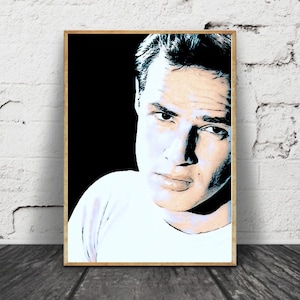 Stampa artistica di Marlon Brando, Decorazione della parete del film, Poster di Marlon Brando, Arte della parete moderna, Ritratto di Marlon Brando, Poster d&#39;arte del film, Arte su tela