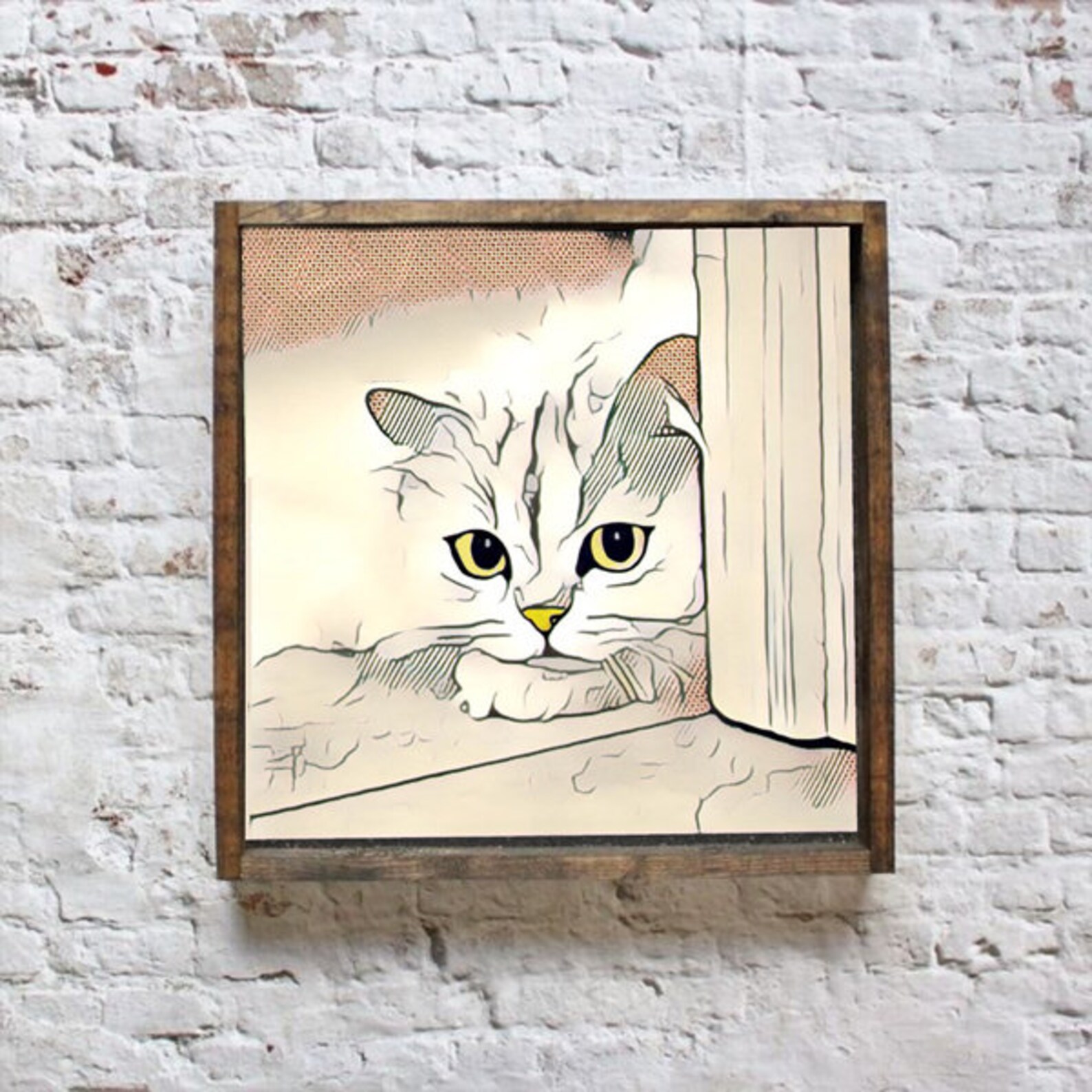 Cat Wall Art Kids Room Art Cat Art Print Mixed Media Etsy