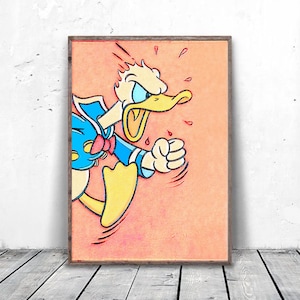 Cartoon Kunst, Donald Duck Poster, Cartoon Kunstdruck, Donald Duck Leinwand Kunst, Kinderzimmer Kunstdruck, Spielzimmer Wanddekoration, Cartoon Poster