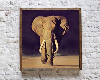 Arte de elefantes, impresión de safari, lienzo de animales, decoración de habitación infantil con elefantes, ideas de arte para habitación infantil, regalo de buena suerte, arte de pared para habitación infantil