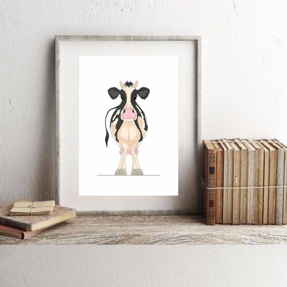 Farm Art Kid Room Art Tuxedo Cow Art Good Luck Gift Etsy