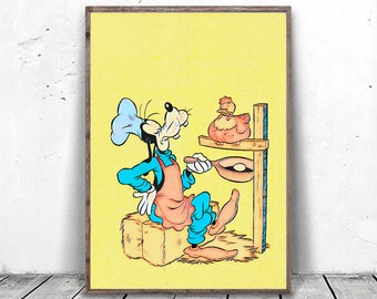 Cartoon Canvas Art, Goofy Art Print, Cartoon Poster, Goofy Canvas Art, Kitchen Wall Decor, Kids Room Decor, Cartoon Poster, Goofy Art Pint