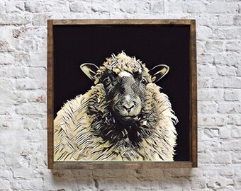 Arte de ovejas, regalo de buena suerte, arte animal, arte infantil, ideas de arte infantil, arte de pared relajante, decoración de habitación infantil, dibujo de ovejas, solo buenas vibras