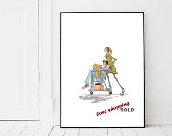 Love Artwork, Gift for Her, Gift for Him, Best Gift Ever, Valentines Day Gift, Birthday Gift, Anniversary Gifts, Wall Art Print, Comic Art