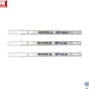 Sakura Gelly Roll Classic Opaque White Color Gel Ink Pen 0.5mm 0.8mm 1.0mm | Fine Medium Bold | 3 Pens | Waterproof Colour Doodle Draw Japan