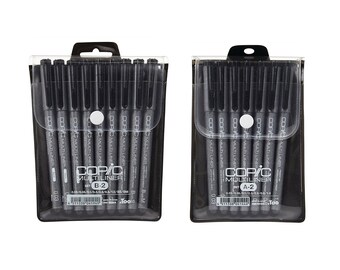 Copic Multiliner | 7 Pieces Pen Set A-2 | 9 Pieces Pen Set B-2 | Black Color Ink | Design Sketch Drawing