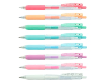 8 Zebra Sarasa Binder Clip Retractable Rollerball Gel Ink Milk Colour Pastel 0.5mm Pen | Art Craft Assorted Color Pens Japan Stationery