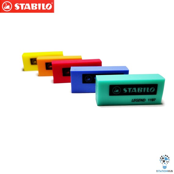 Rubber Eraser STABILO Legend & Legacy Plastic Eraser Pack of 6 Blue, Green,  Orange, Red, Yellow Stationery for School and College -  Sweden