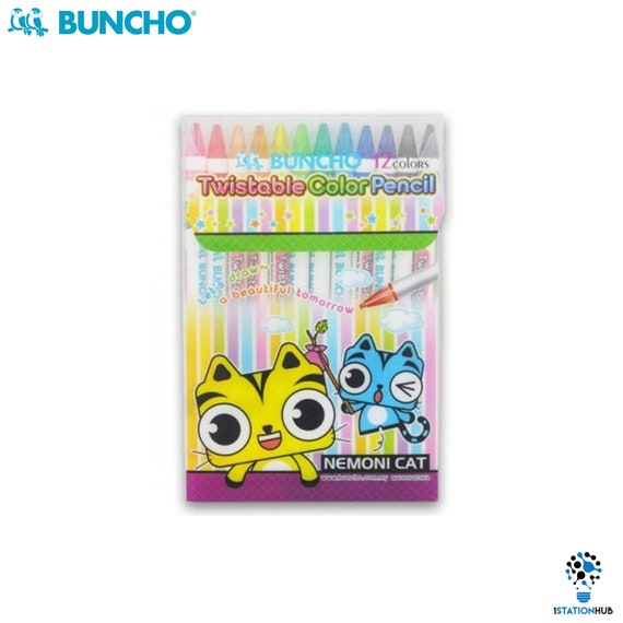 Buncho Nemoni Cat Twistable Color Pencils 12 Colors / 18 Colors