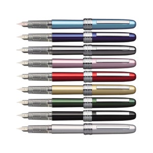 Platinum Plaisir Fountain Pen | Aluminum Pens | Fine 03 / Medium 05 | Home Writing Office School Stationery
